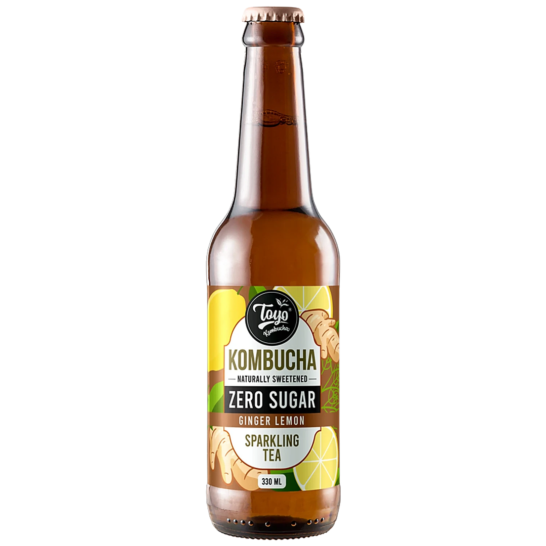 TOYO KOMBUCHA ZERO SUGAR GINGER LEMON 330 ML.