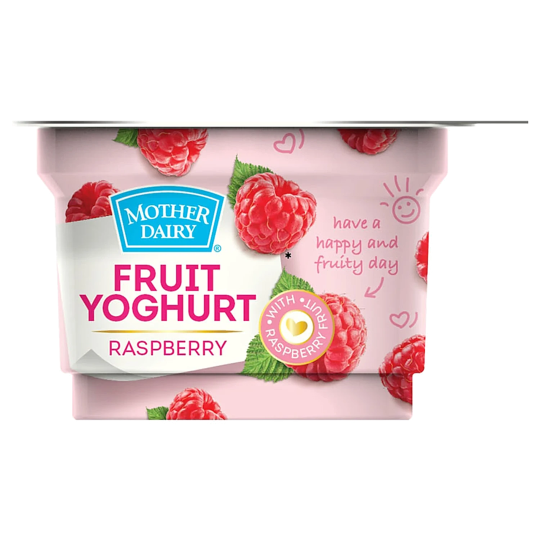MOTHER DAIRY YOGHURT RASPBERRY 100GM.