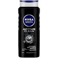 NIVEA ACTIVE CLEAN SHOWER GEL BODY FACE HAIR 500 ML.