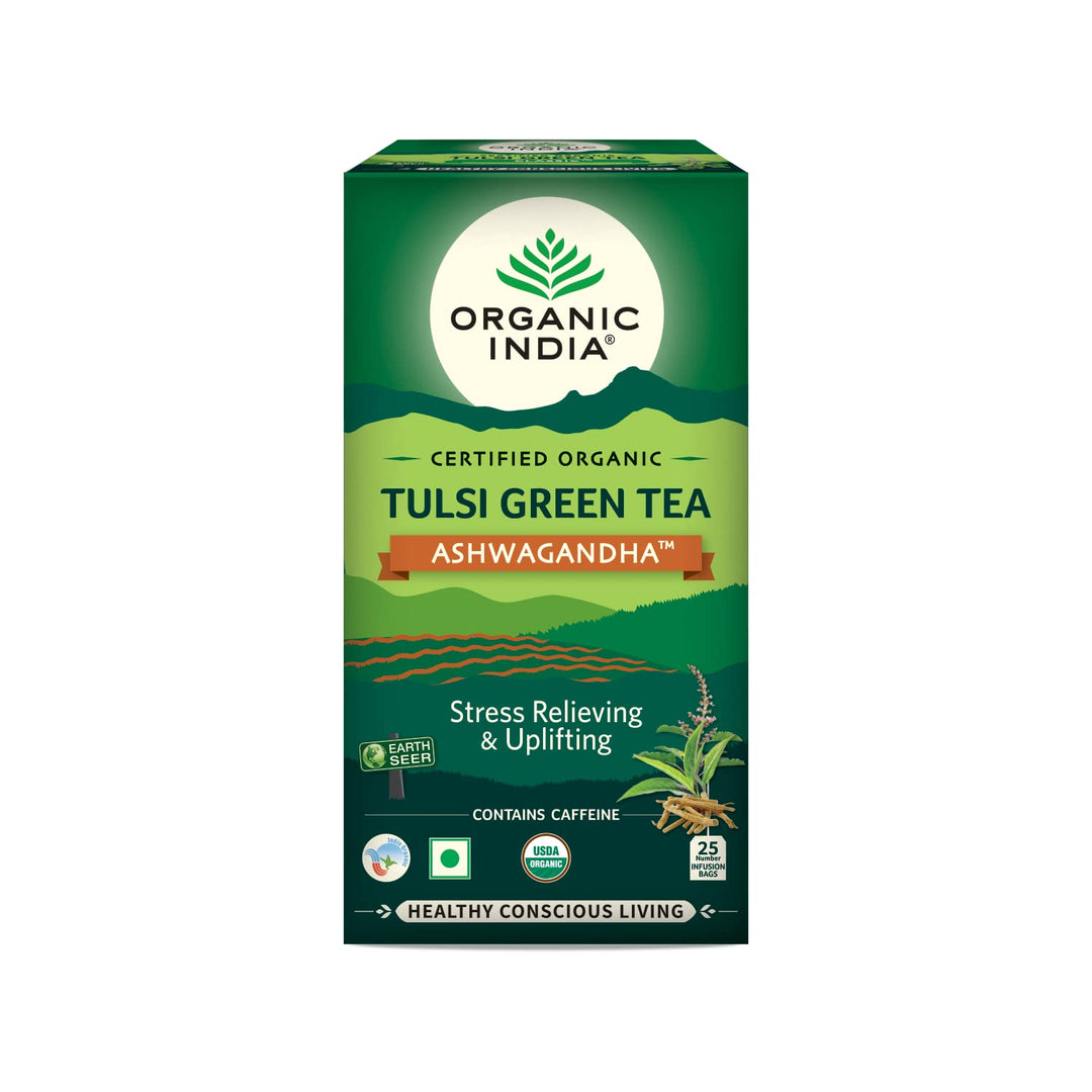 ORGANIC INDIA TULSI GREEN TEA ASHWAGANDHA 25 TEA BAG