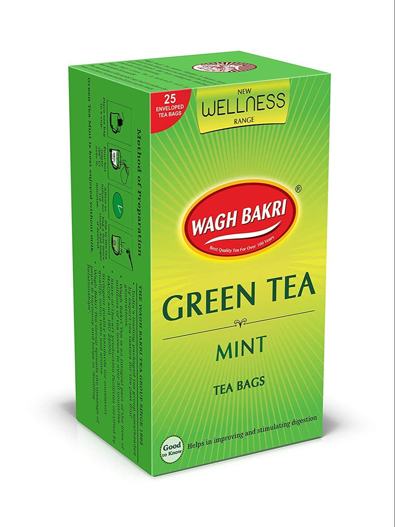 WAGH BAKRI GREEN TEA MINT 25 BAG.