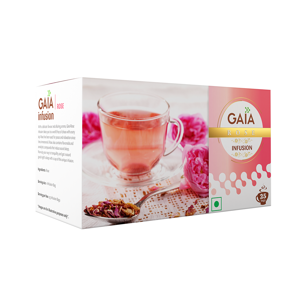 GAIA GREEN TEA BAG ROSE INFUSION 25 BAGS.