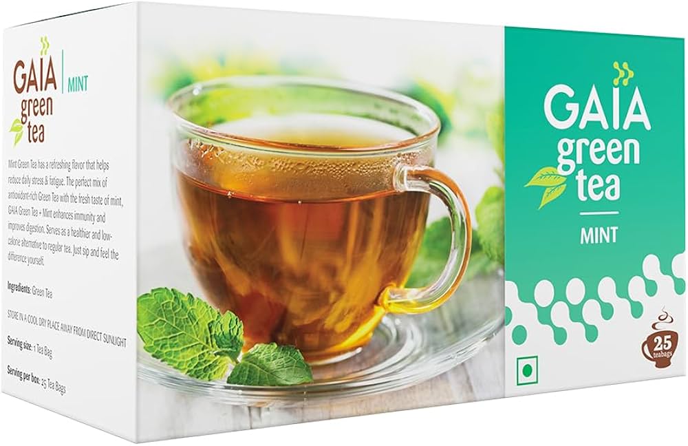 GAIA GREEN TEA BAG MINT 25 BAGS.