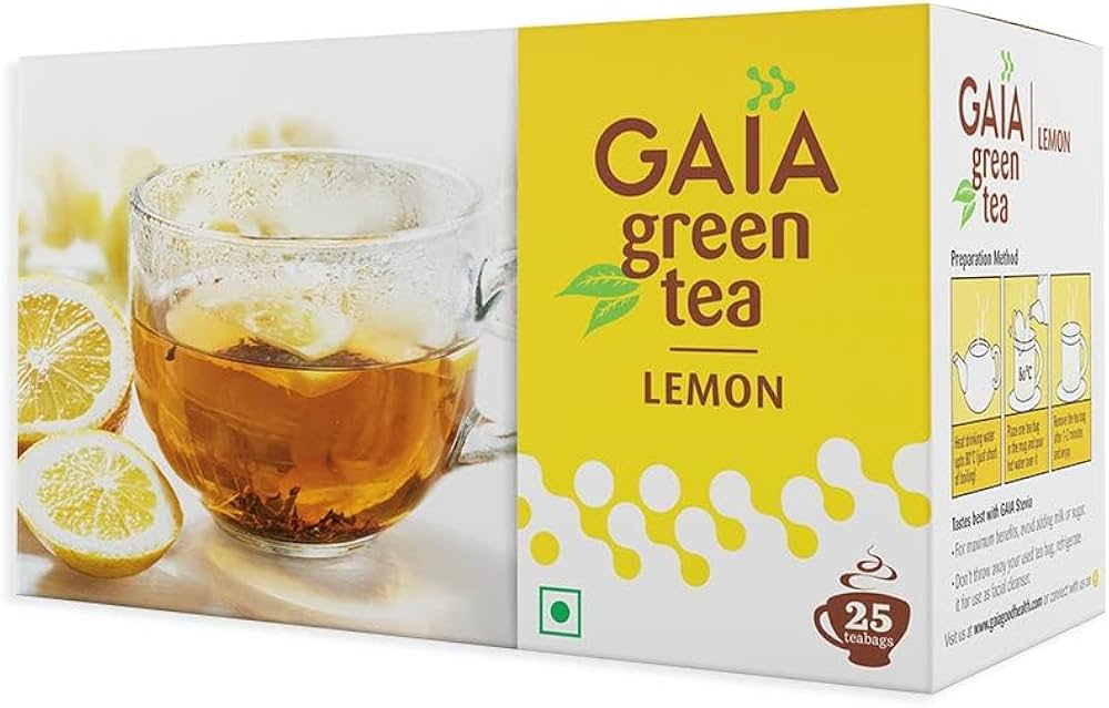 GAIA GREEN TEA BAG LEMON 25 BAGS.