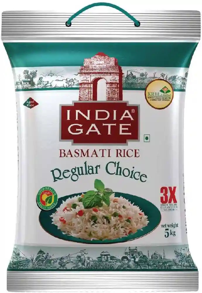 RICE INDIA GATE REGULAR CHOICE 5 KG.