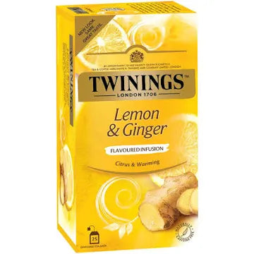 TWININGS TEA BAG LEMON & GINGER 25 BAGS.