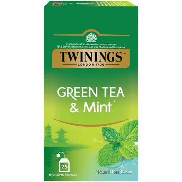 TWININGS TEA BAG GREEN MINT 25 BAGS.