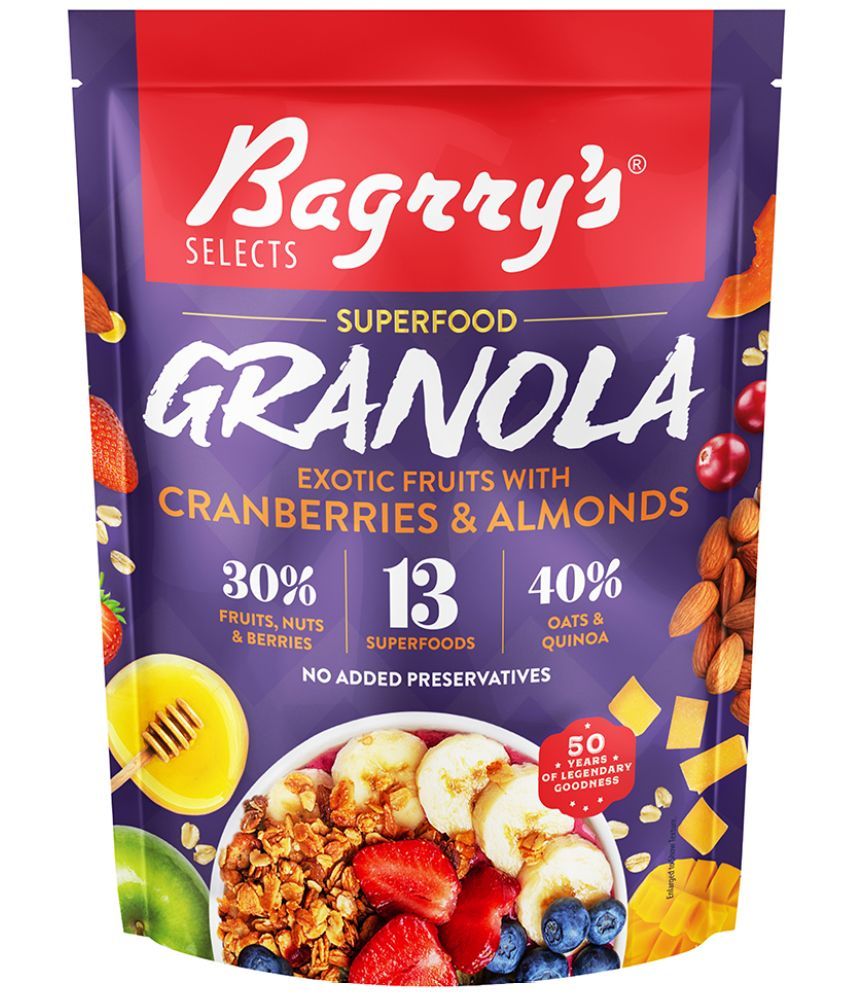 BAGRRY'S GRANOLA EXOTIC FRUITS CRANBERRIES & ALMONDS 400 GM.